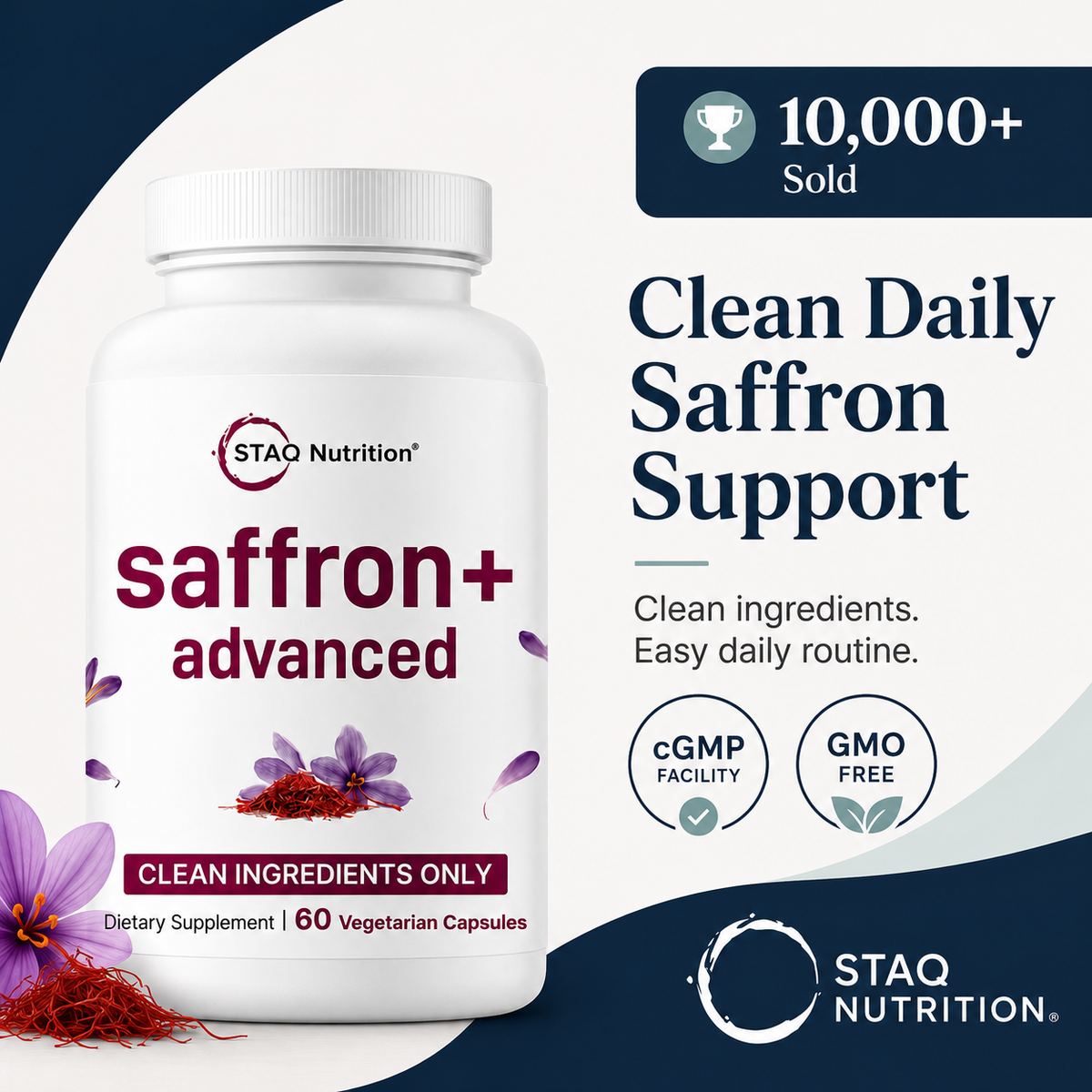 STAQ | Saffron+ Advanced Saffron Complex | Vegetarian Capsules