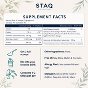 STAQ Multi Collagen Peptides Powder - Hydrolyzed Protein Peptides (Type I,II,III,V,X) with Hyaluronic Acid, Biotin & Vitamin C