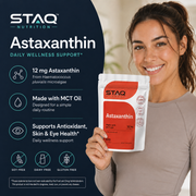 STAQ Astaxanthin 12mg | Natural Tanning, Fresh Microalgae Source, Easy to Swallow