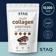 STAQ Multi Collagen Peptides Powder - Hydrolyzed Protein Peptides (Type I,II,III,V,X) with Hyaluronic Acid, Biotin & Vitamin C