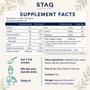 STAQ Multi Collagen Peptides Powder - Hydrolyzed Protein Peptides (Type I,II,III,V,X) with Hyaluronic Acid, Biotin & Vitamin C